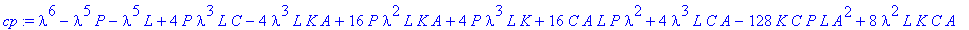 cp := lambda^6-lambda^5*P-lambda^5*L+4*P*lambda^3*L...