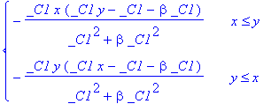 PIECEWISE([-_C1*x*(_C1*y-_C1-beta*_C1)/(_C1^2+beta*_C1^2), x <= y],[-_C1*y*(_C1*x-_C1-beta*_C1)/(_C1^2+beta*_C1^2), y <= x])
