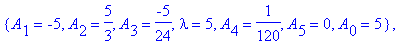 cf := [{A[3] = 0, lambda = 0, A[4] = 0, A[0] = 0, A[5] = 0, A[1] = 0, A[2] = 0}, {lambda = 1, A[3] = 0, A[4] = 0, A[0] = 1, A[5] = 0, A[1] = 0, A[2] = 0}, {lambda = 2, A[3] = 0, A[4] = 0, A[0] = 2, A[5...