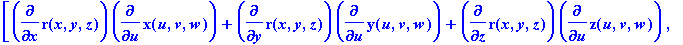 DfDg := matrix([[diff(r(x,y,z),x)*diff(x(u,v,w),u)+...