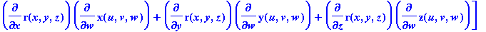 DfDg := matrix([[diff(r(x,y,z),x)*diff(x(u,v,w),u)+...