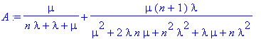A := mu/(n*lambda+lambda+mu)+mu*(n+1)*lambda/(mu^2+...