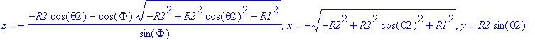 {z = -(-R2*cos(theta2)-cos(Phi)*sqrt(-R2^2+R2^2*cos...