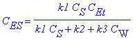 C[ES] = k1*C[S]*C[Et]/(k1*C[S]+k2+k3*C[W])