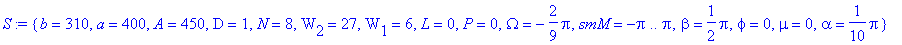 S := {b = 310, a = 400, A = 450, D = 1, N = 8, W[2]...