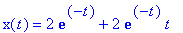 x(t) = 2*exp(-t)+2*exp(-t)*t