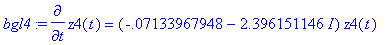 bgl4 := diff(z4(t),t) = (-.7133967948e-1-2.39615114...