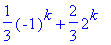 1/3*(-1)^k+2/3*2^k
