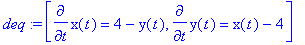 deq := [diff(x(t),t) = 4-y(t), diff(y(t),t) = x(t)-...