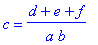 c = (d+e+f)/(a*b)