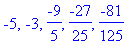 -5, -3, -9/5, -27/25, -81/125
