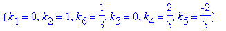 {k[1] = 0, k[2] = 1, k[6] = 1/3, k[3] = 0, k[4] = 2...