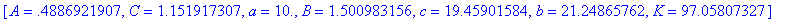 [A = .4886921907, C = 1.151917307, a = 10., B = 1.5...