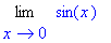 Limit(sin(x),x = 0)