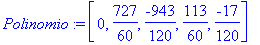 Polinomio := vector([0, 727/60, -943/120, 113/60, -...
