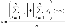 b = (sum(Y[i],i = 1 .. n)+sum(X[i],i = 1 .. n)*(-m)...