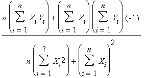 (n*sum(X[i]*Y[i],i = 1 .. n)+sum(X[i],i = 1 .. n)*s...