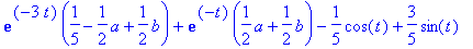 exp(-3*t)*(1/5-1/2*a+1/2*b)+exp(-t)*(1/2*a+1/2*b)-1...