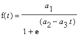 f(t) = a[1]/(1+exp(a[2]-a[3]*t))