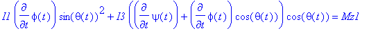 I1*diff(phi(t),t)*sin(theta(t))^2+I3*(diff(psi(t),t...