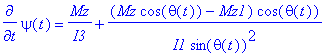 diff(psi(t),t) = Mz/I3+(Mz*cos(theta(t))-Mz1)/I1/si...