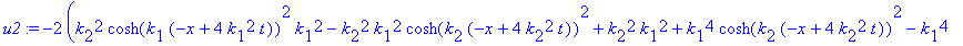 u2 := -2*(k[2]^2*cosh(k[1]*(-x+4*k[1]^2*t))^2*k[1]^...