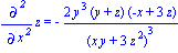 Diff(z, `$`(x, 2)) = -2*y^3*(y+z)*(-x+3*z)/(x*y+3*z^2)^3