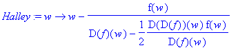 Halley := proc (w) options operator, arrow; w-f(w)/...