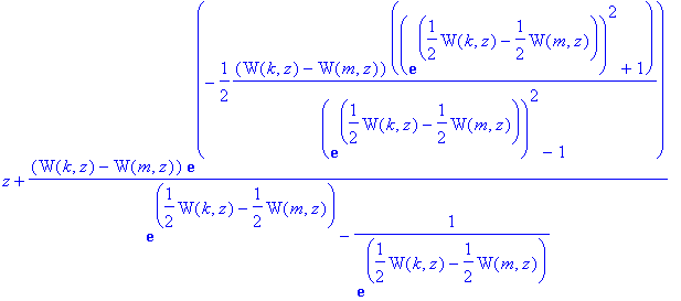 z+(W(k,z)-W(m,z))*exp(-1/2*(W(k,z)-W(m,z))*(exp(1/2...