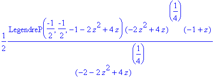 1/2*LegendreP(-1/2,-1/2,-1-2*z^2+4*z)*(-2*z^2+4*z)^(1/4)/(-2-2*z^2+4*z)^(1/4)*(-1+z)