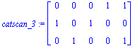 catscan_3 := matrix([[0, 0, 0, 1, 1], [1, 0, 1, 0, 0], [0, 1, 0, 0, 1]])