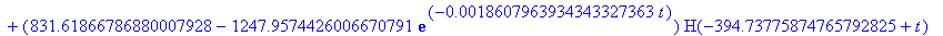 FT := (4.4491975287365876593+33.341984197140482634*exp(.48757624352545080399e-2*t))*H(394.73775874765792825-t)+(831.61866786880007928-1247.9574426006670791*exp(-.18607963934343327363e-2*t))*H(-394.7377...