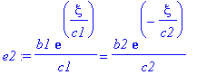 e2 := b1/c1*exp(xi/c1) = b2/c2*exp(-xi/c2)