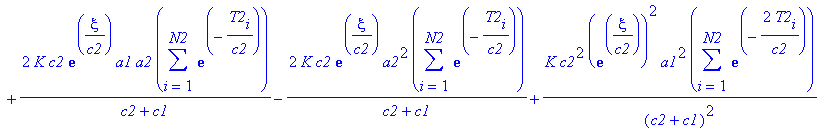 s2 := K*sum(M2[i]^2,i = 1 .. N2)-2*K*a2*sum(M2[i],i = 1 .. N2)-2*K*c2*exp(xi/c2)/(c2+c1)*a1*sum(exp(-T2[i]/c2)*M2[i],i = 1 .. N2)+2*K*c2*exp(xi/c2)/(c2+c1)*a2*sum(exp(-T2[i]/c2)*M2[i],i = 1 .. N2)+K*a2...