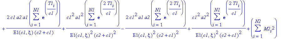 s := sum(M1[i]^2,i = 1 .. N1)-2*a1*sum(M1[i],i = 1 .. N1)+2/E1(c1,xi)/(c2+c1)*c1*a1*sum(exp(T1[i]/c1)*M1[i],i = 1 .. N1)-2/E1(c1,xi)/(c2+c1)*c1*a2*sum(exp(T1[i]/c1)*M1[i],i = 1 .. N1)+a1^2*N1-2/E1(c1,x...