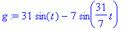 g := 31*sin(t)-7*sin(31/7*t)
