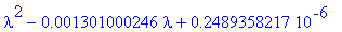 lambda^2-.1301000246e-2*lambda+.2489358217e-6