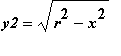 y2 = sqrt(r^2-x^2)