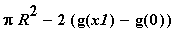 Pi*R^2-2*(g(x1)-g(0))