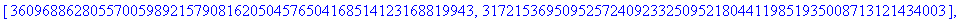 encrypted := [[[3379264946063098630572935718840299092722171204791172775641, 2577972509065803969248899050399773553445749303308880094114], [717093064651225941006111406632510874863945906620087308268, 3189...