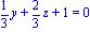 1/3*y+2/3*z+1 = 0