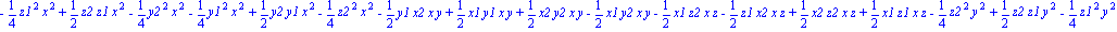 -1/4*z1^2*x^2+1/2*z2*z1*x^2-1/4*y2^2*x^2-1/4*y1^2*x^2+1/2*y2*y1*x^2-1/4*z2^2*x^2-1/2*y1*x2*x*y+1/2*x1*y1*x*y+1/2*x2*y2*x*y-1/2*x1*y2*x*y-1/2*x1*z2*x*z-1/2*z1*x2*x*z+1/2*x2*z2*x*z+1/2*x1*z1*x*z-1/4*z2^...
