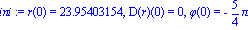 ini := r(0) = 23.95403154, D(r)(0) = 0, phi(0) = -5/4*Pi