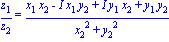 z[1]/z[2] = (x[1]*x[2]-I*x[1]*y[2]+I*y[1]*x[2]+y[1]*y[2])/(x[2]^2+y[2]^2)