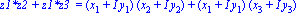 `z1*z2 + z1*z3 ` = (x[1]+I*y[1])*(x[2]+I*y[2])+(x[1]+I*y[1])*(x[3]+I*y[3])