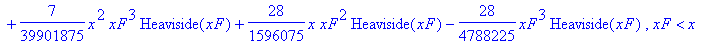 biegelinie := PIECEWISE([28/4788225*x^3*Heaviside(xF-10)+7/598528125*x^3*xF^3*Heaviside(xF-10)-7/39901875*x^3*xF^2*Heaviside(xF-10)+7/39901875*x^3*xF^2*Heaviside(xF)-7/598528125*x^3*xF^3*Heaviside(xF)+...