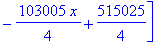 dfrm := [16023/42562000000*x^4-16023/2128100000*x^3+16023/42562000*x, 16023/10640500000*x^3-48069/2128100000*x^2+16023/42562000, -103005/8*x^2+515025/4*x, -103005/4*x+515025/4]