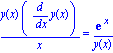 y(x)*(diff(y(x), x))/x = exp(x)/y(x)
