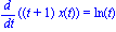 Diff((t+1)*x(t), t) = ln(t)