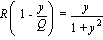 R*(1-y/Q) = y/(1+y^2)